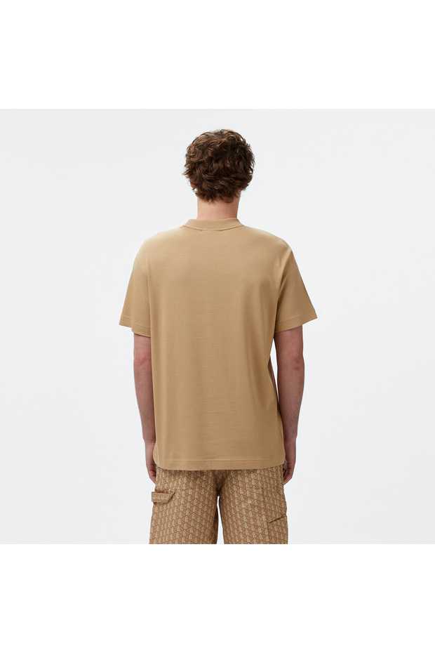 Erkek Relaxed Fit Bisiklet Yaka Bej T-shirt - 2