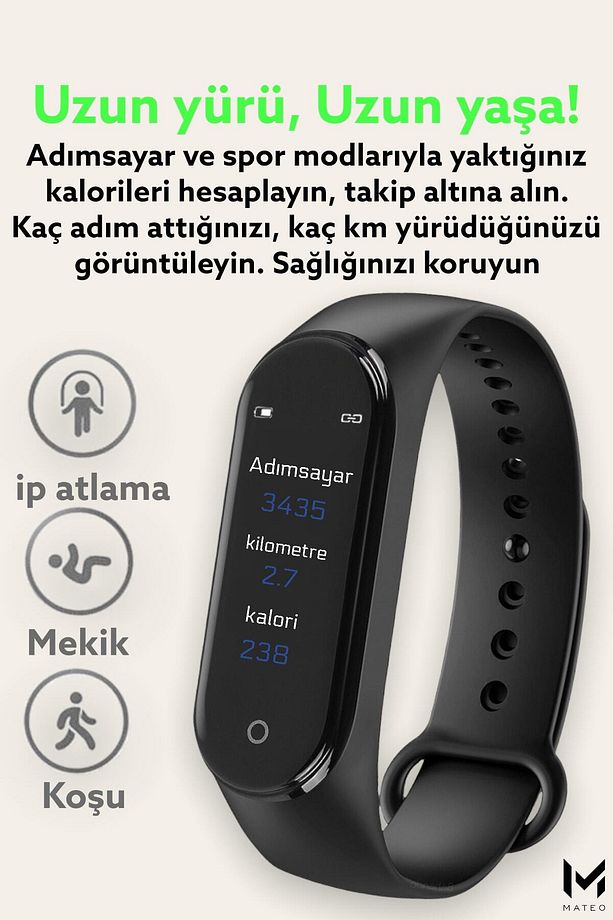 M6 Akıllı Bileklik 2025 | Renkli Ekranlı Akıllı Saat | Bluetooth | iOS Android Uyumlu | Adım Sayar - 3