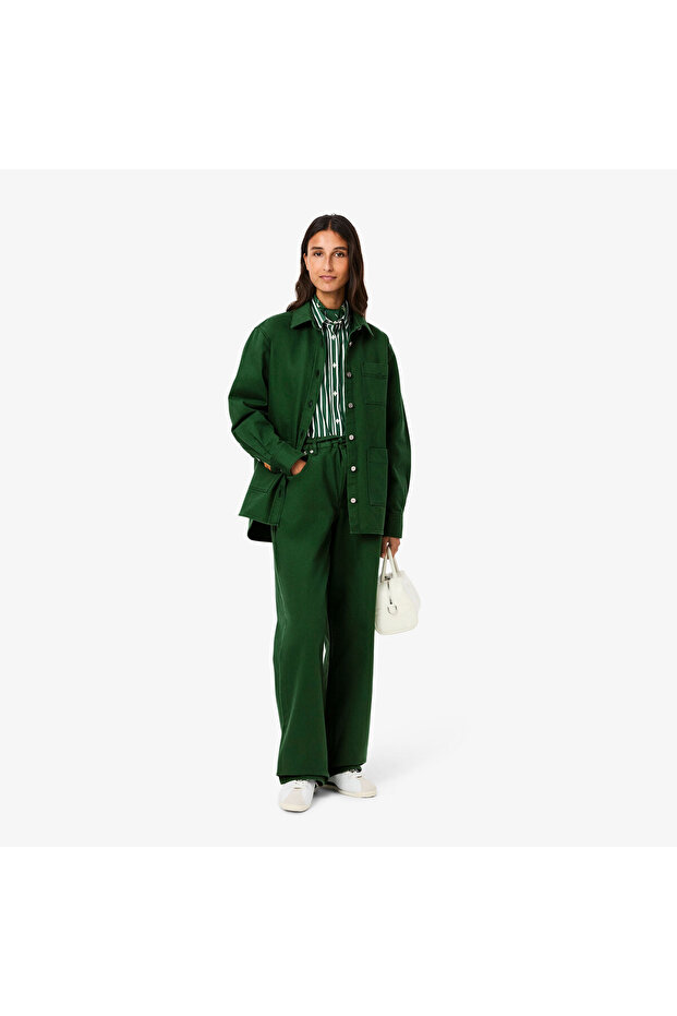 Kadın Relaxed Fit Denim Yeşil Ceket - 6