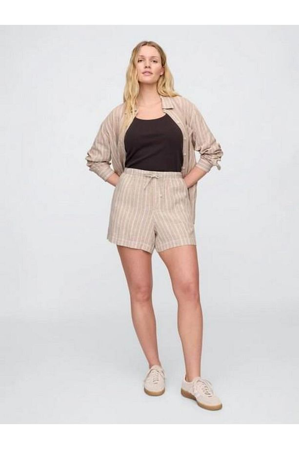 713422002 V-Linen 4 In Easy Po Stripe Kadın Şort - 4