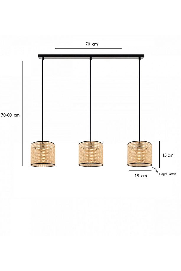 Loftt 3'lü Sarkıt Hazeran Rattan-salon Mutfak Antre - 4