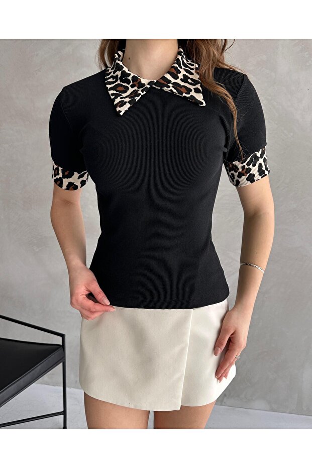 Kadın Polo Yaka Fitilli Örme Bluz - 4