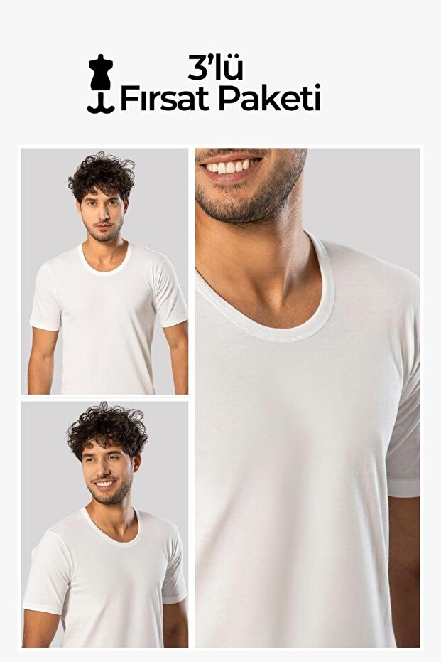 Erdem 3-Piece White Combed Cotton O-Neck T-Shirt 11503