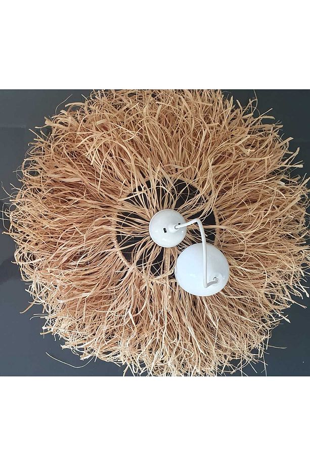 El Yapımı Doğal Bambu Avize | 45 cm | Rustik ve Bohem Tavan Lambası - 2