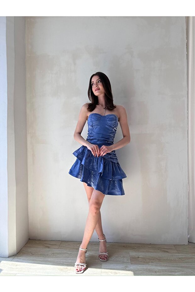 BİLLY Mini Elbise 2302 - Mavi - 2