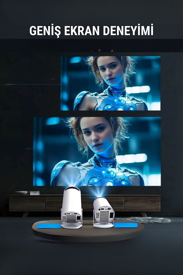 Taşınabilir Android Projeksiyon Cihazı PRO 4K HD Görüntü WİFİ BLUETOOTH Desteği Speaker Hediyeli W - 3