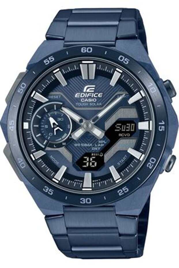 ساعة إيديفيس ويند فلو كول بلو إيديشن للرجال، مزودة بوصلة هاتف ذكي، تناظرية ورقمية - ECB-2200CB-2ADF - 1