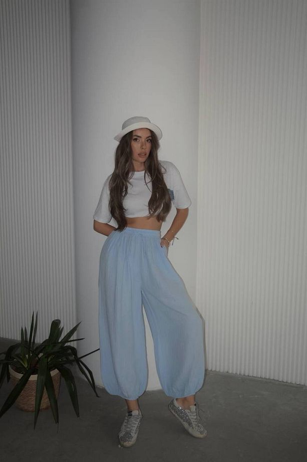 Müslin Kumaş Oversize Şalvar Pantolon - 2