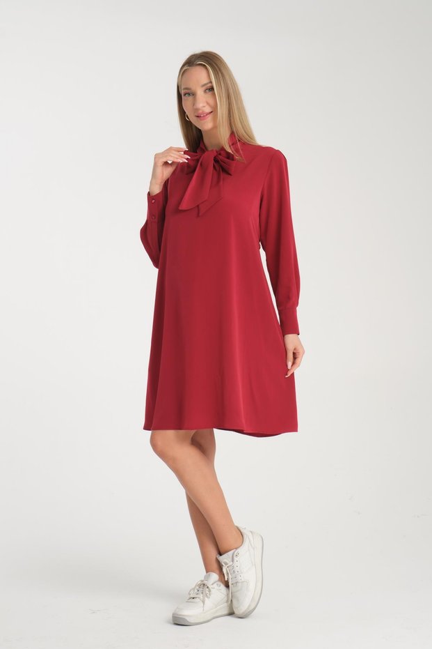 Işşil 5065-Foulard Collar Hijab Maternity Clothing Crep Tunic-Dress