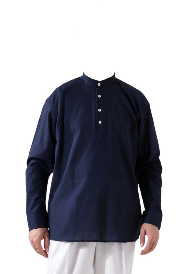 Men's Comfortable Cut 3 Button Judge Collar Hajj and Umrah Linen Shirt