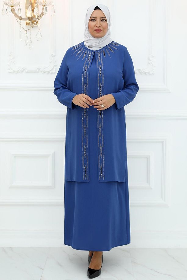 Nisa Abiye Elbise İndigo ISR918 - 1