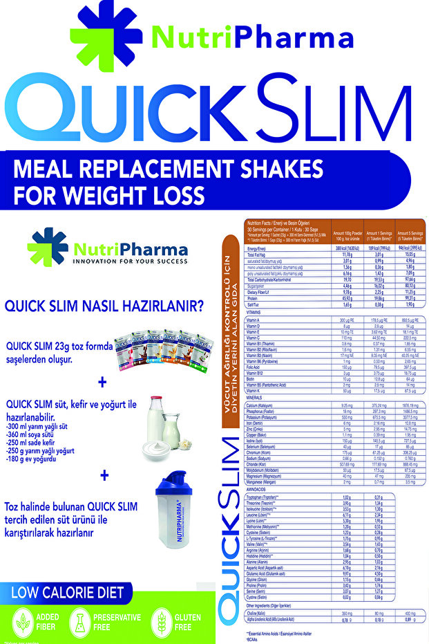 Quick Slim Öğün Yerine Geçen Shake - 30 Saşe Öğün Tozu - Karamel Latte Aromalı - Protein Shakes - 3