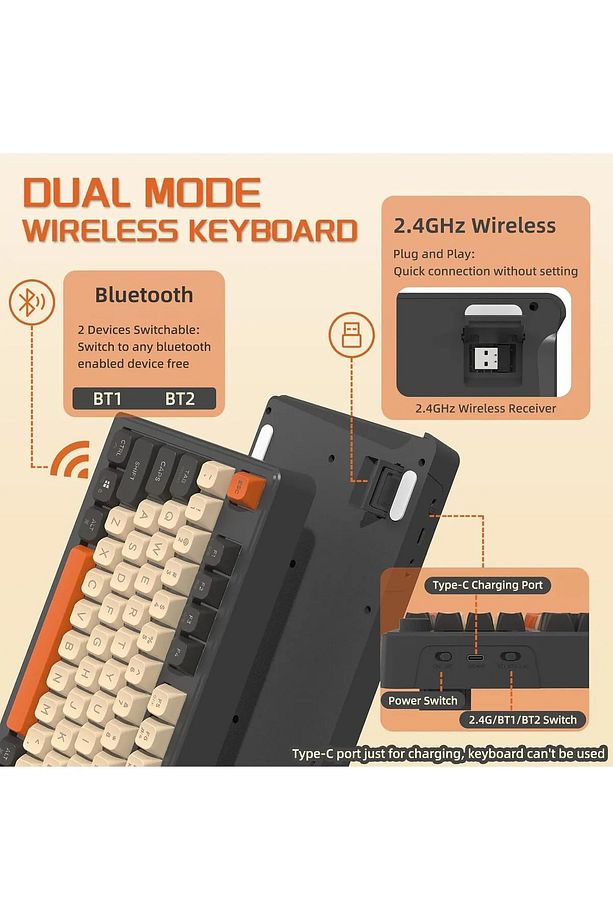 Freewolf M96 Mebran 2.4g Bt5.0 Çift Bağlantılı Tft Led Ekranlı Reinbow Gaming Oyuncu Klavyesi - 4