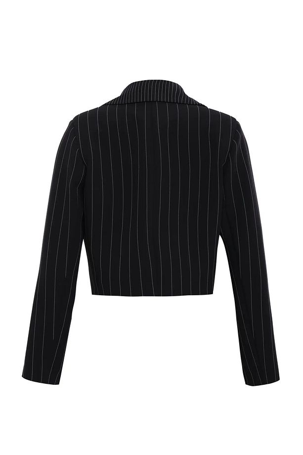 Siyah dokuma uzun kol kısa jacket - 2