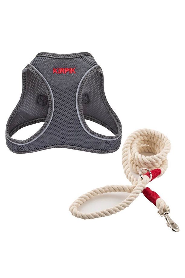 Köpek Tasma Seti Kişiye Özel Airmesh Göğüs Tasması İsimli Göğüs Tasması ve Köpek Gezdirme Halatı - 1