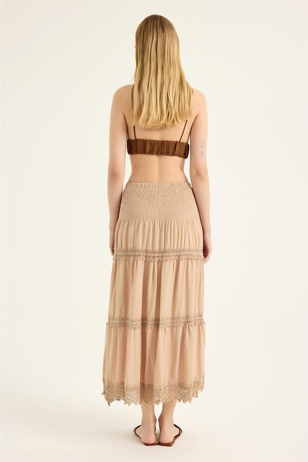 Dantel Şeritli Etek - 5