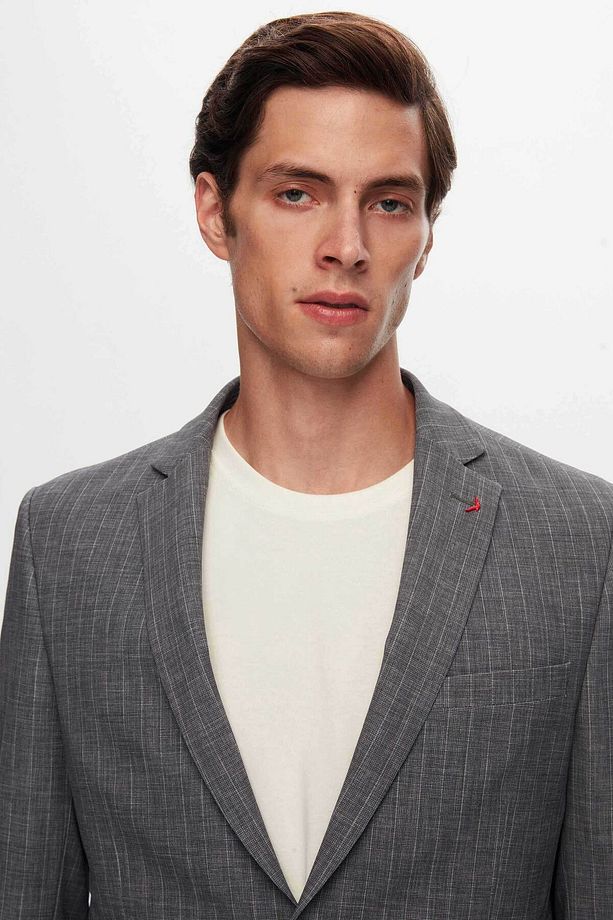 Ds Damat Slim Fit Gri Baskılı Takim Elbise - 3