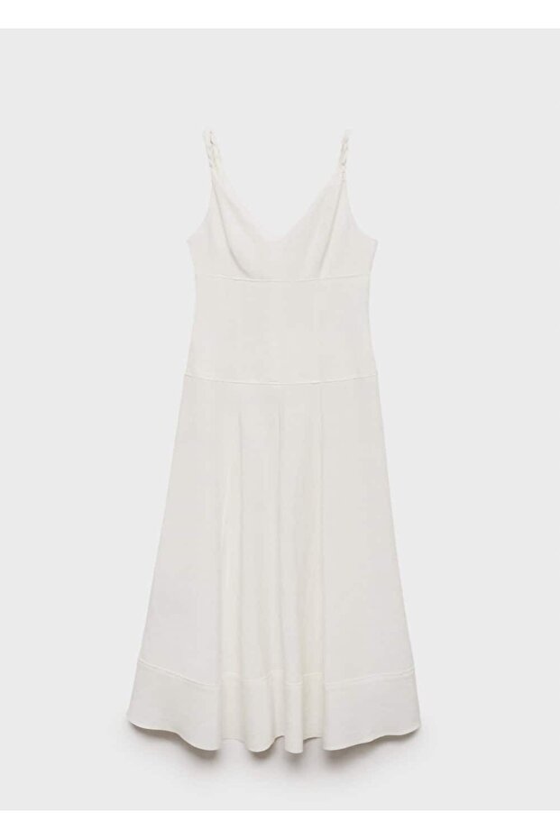 V yakalı uzun elbise - 3