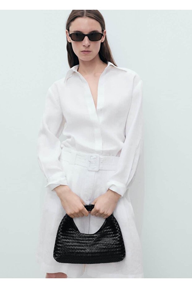 Oversize keten gömlek - 1