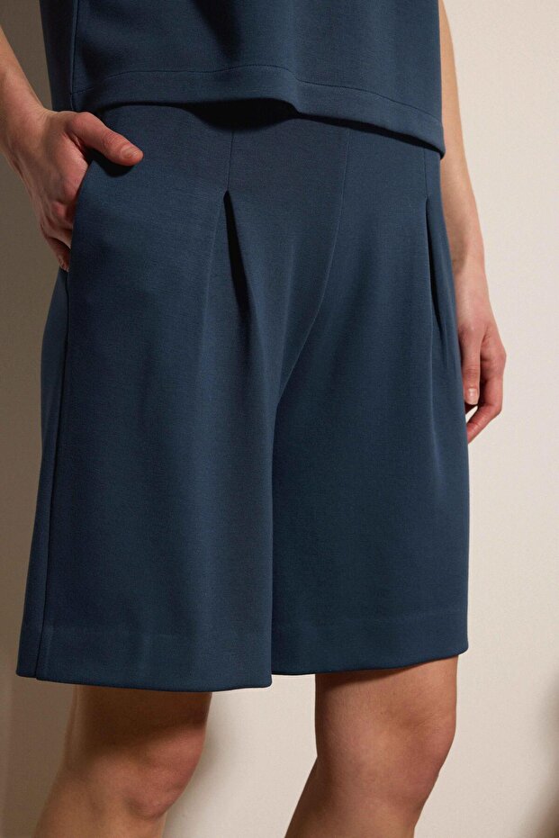 Dökümlü İnterlok Bermuda Şort - 3