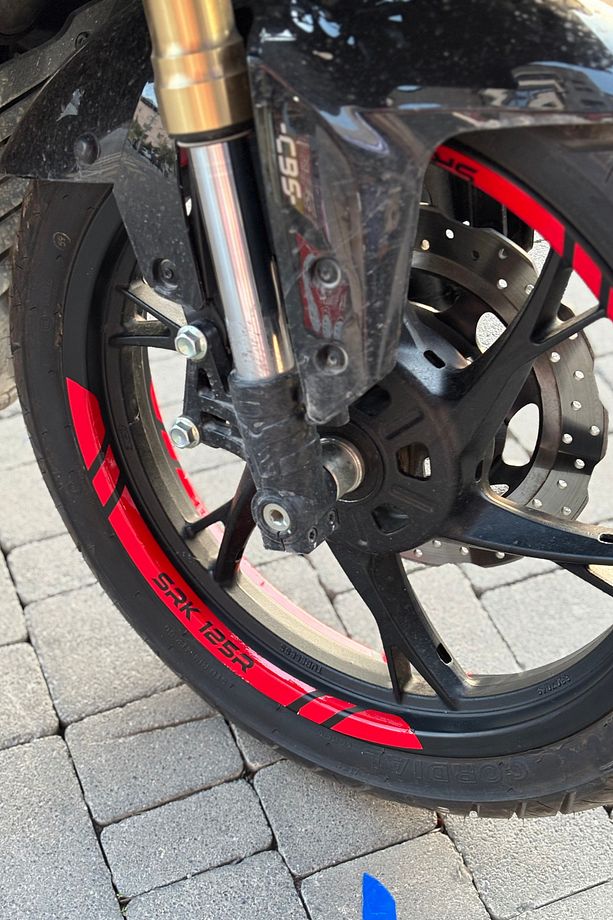 RKS ve QJ Motor SRK 125R için Kırmızı Jant Şeridi Sticker Etiket ( 8 Parça) - 2