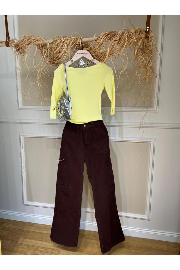 Yellow Lycra Ribbed Blouse - 2