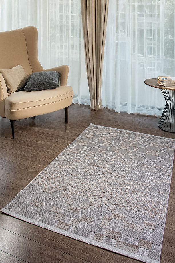 Bej Gri Yumuşak Dokuma Halı Yolluk Çocuk Odası Oturma Odası Salon Mutfak Halısı Sisal Hasır - 1