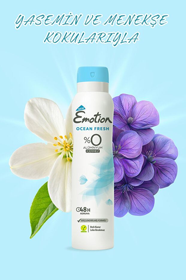 Ocean Fresh Kadın Alüminyumsuz Vegan Deodorant 5x200 Ml Hızlı Kurur, Leke Bırakmaz - 2