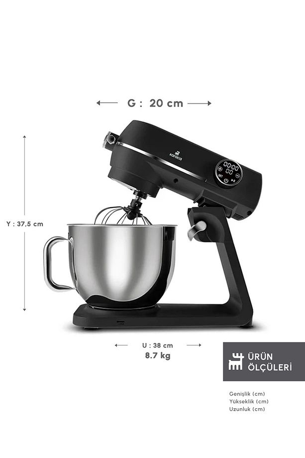 Multichef Artisan Digital Ekran 7 Litre Döküm Stand Mikser Siyah 1800w - 2
