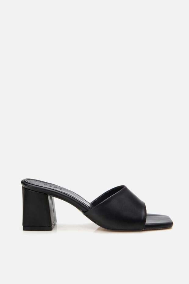 Women's Black Heeled Slippers