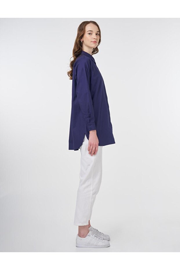 Basic Pamuklu Gömlek Lacivert - 6