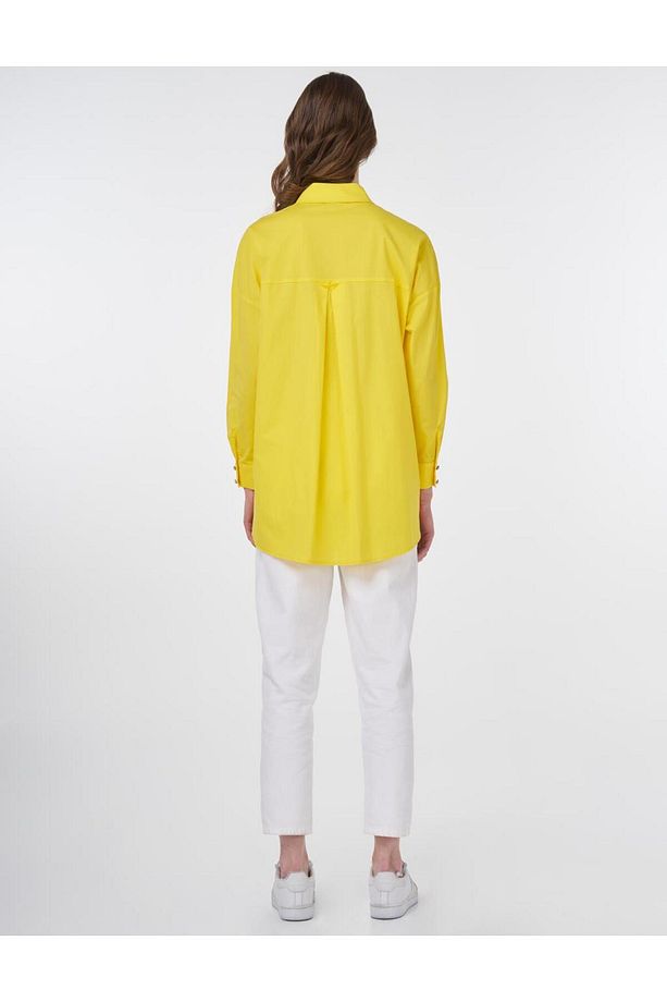 Taş İşlemeli Poplin Tunik Sarı - 5