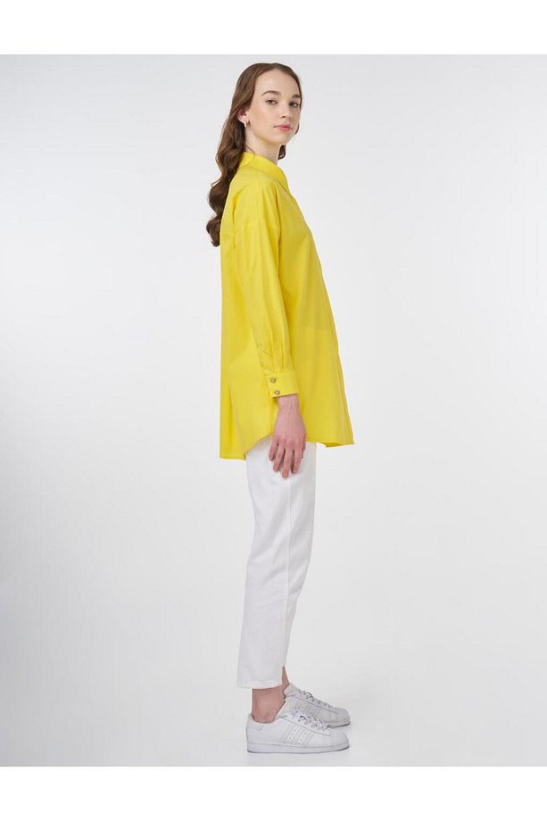 Taş İşlemeli Poplin Tunik Sarı - 6