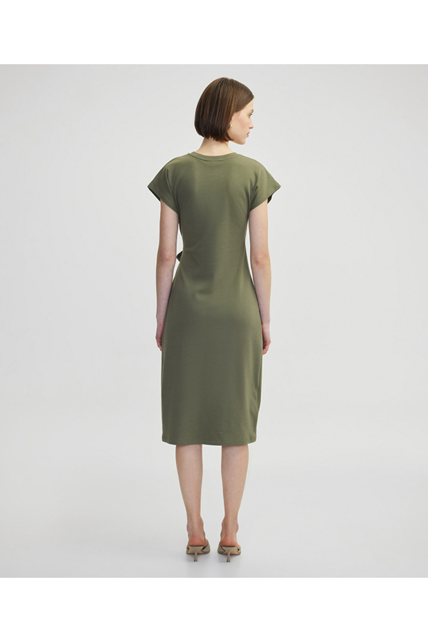 Bağlamalı penye elbise - 6