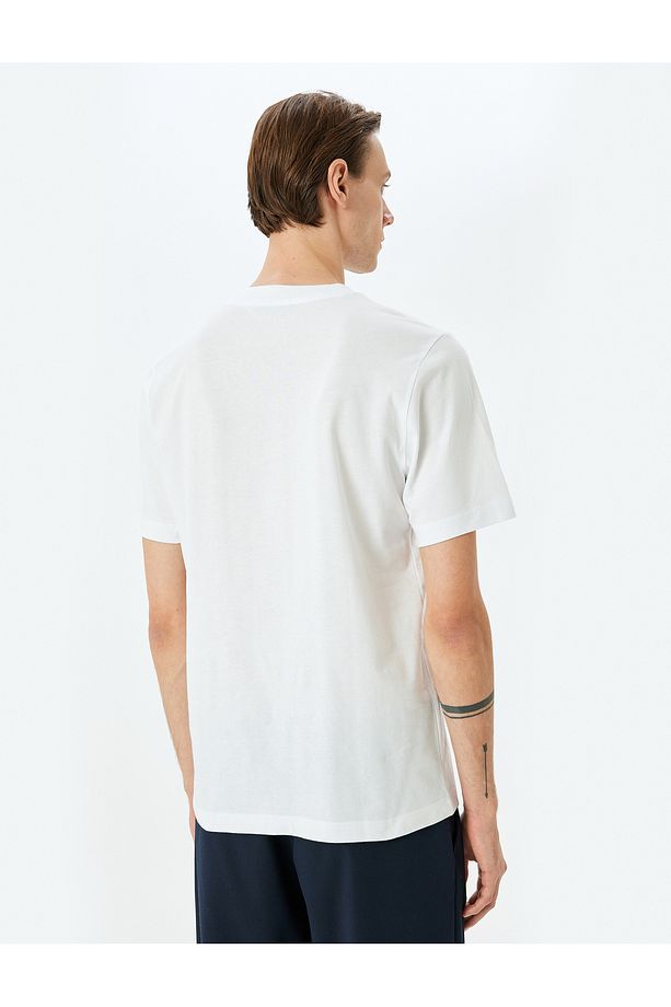 Pamuklu Bisiklet Yaka Regular Fit Kısa Kollu Basic Tişört - 4