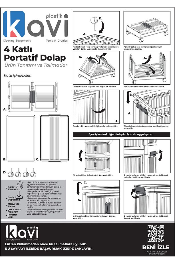 Katlanabilir Modüler Dolap 4'lü – Pratik, Şık Ve Taşınabilir Depolama Ünitesi - 8