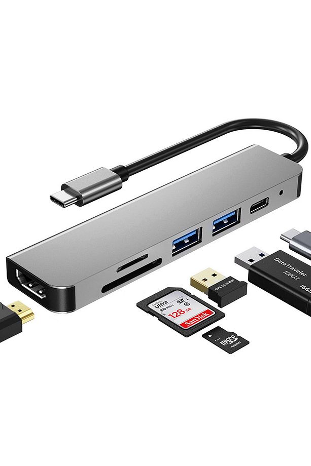 3134 6 Port Hub Usb 2.0/3.0 Çoğaltıcı Çoklayıcı Type C Hdmı Audio 3.5 Tf Sd - 5