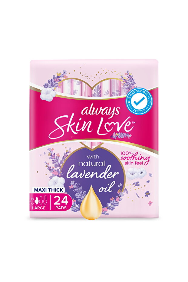 Skin Love Lavender Freshness Maxi Thick pads L Size, 24 pcs - Friendly Comfort for Heavy Flow