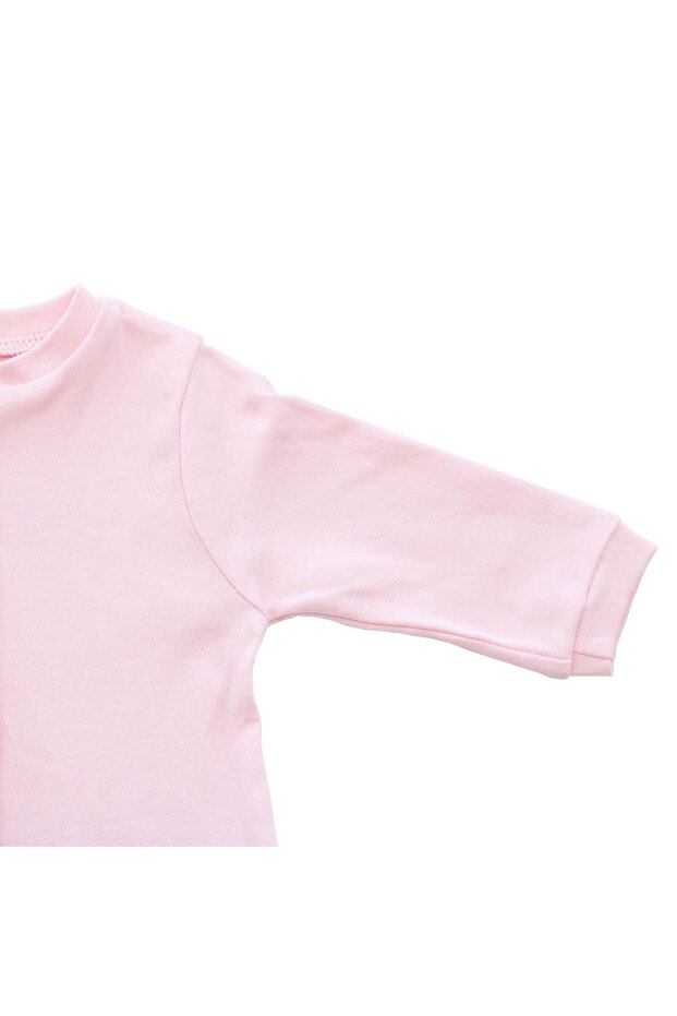 Sade Pembe Bereli Eldivenli Bebek Tulum - 7