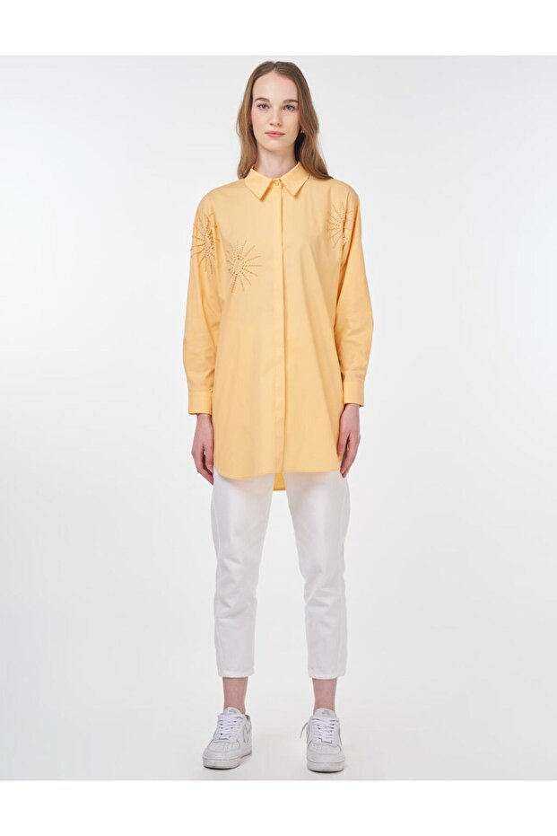 تونيك قطني مطرز بالخرز باللون البطيخي - 3