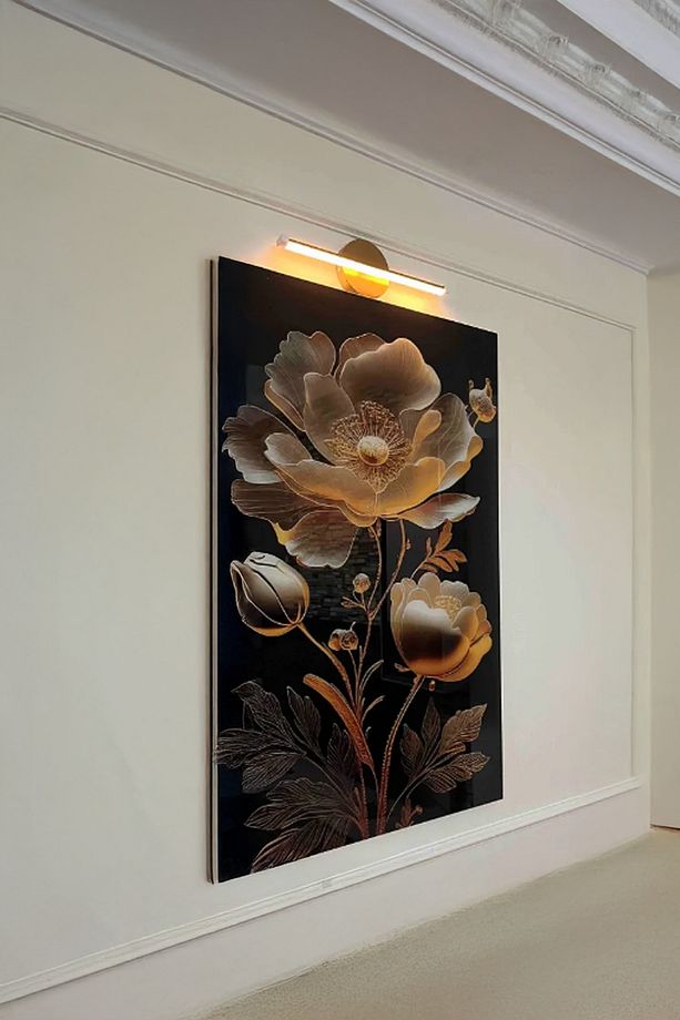 Modern Kablosuz Tak Çalıştır Ledli Pilli Aplik Banyo Tablo Ayna Aydınlatma Eskitme Gold Pil Dahildir - 2