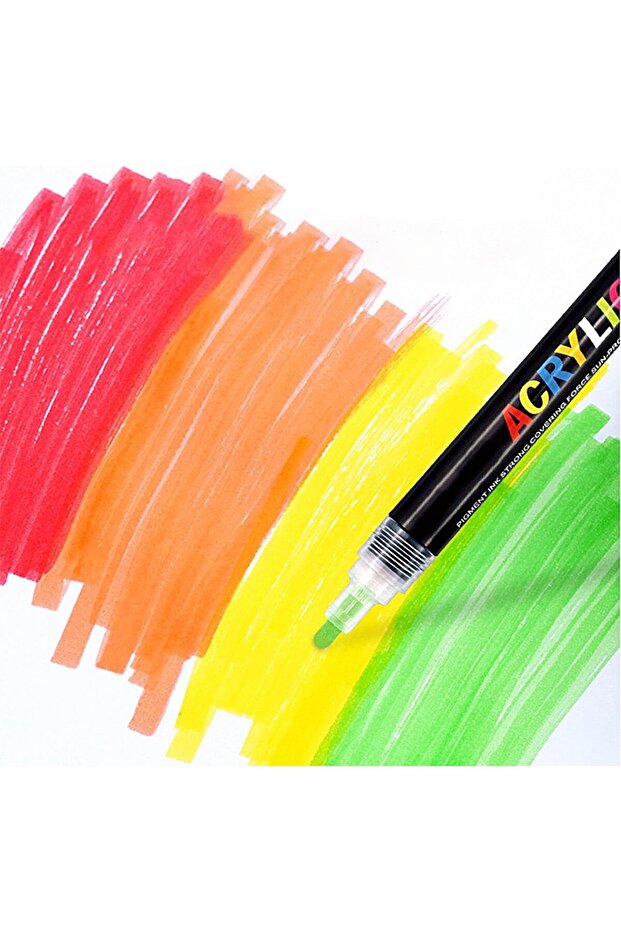 Set of 12 acrylic markers, 2 thin and thick heads, 0.4 mm tip, for various surfaces, quick drying - 9