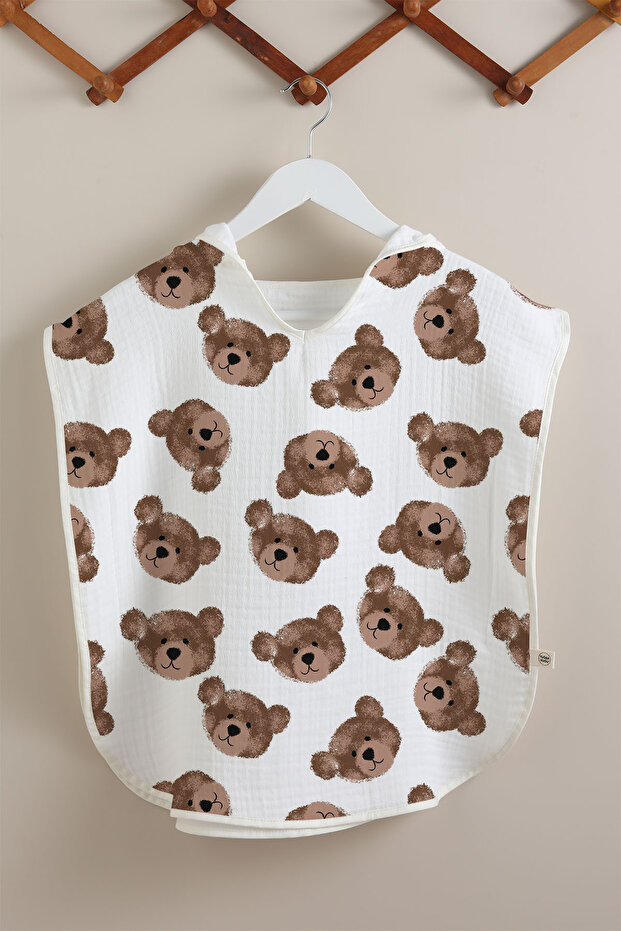 4 Layer Muslin Poncho - Tiny Bear