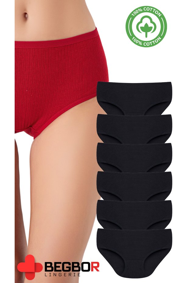 6 Piece High Waist Black Color Panty Set