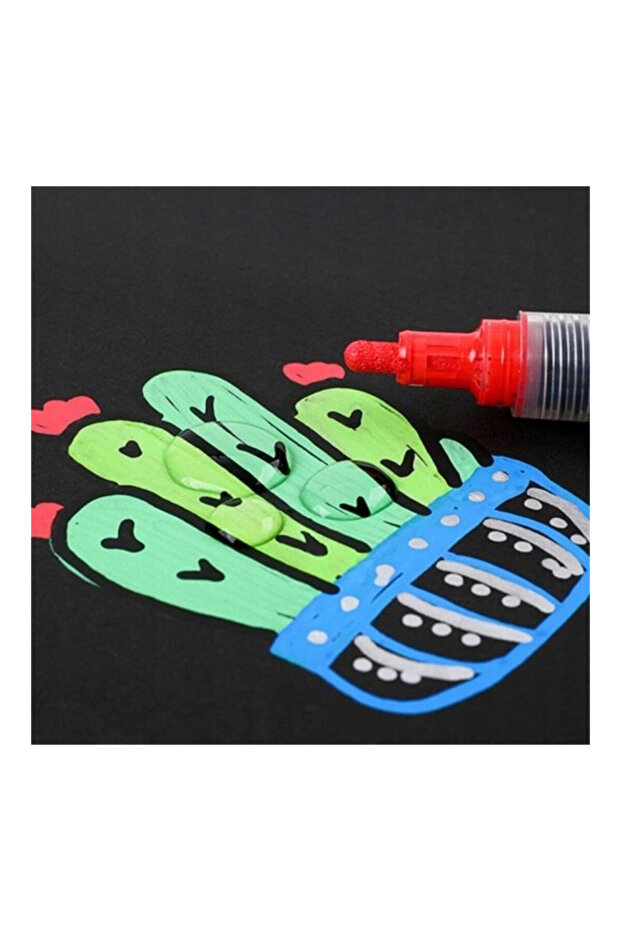 Set of 12 acrylic markers, 2 thin and thick heads, 0.4 mm tip, for various surfaces, quick drying - 12