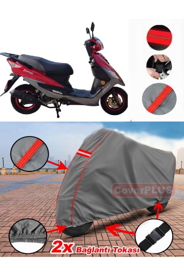 Arora Ar 50-6 Capirossi Tarpaulin Motor Tarpaulin Motorcycle Cover Tent Red Stitched Gray