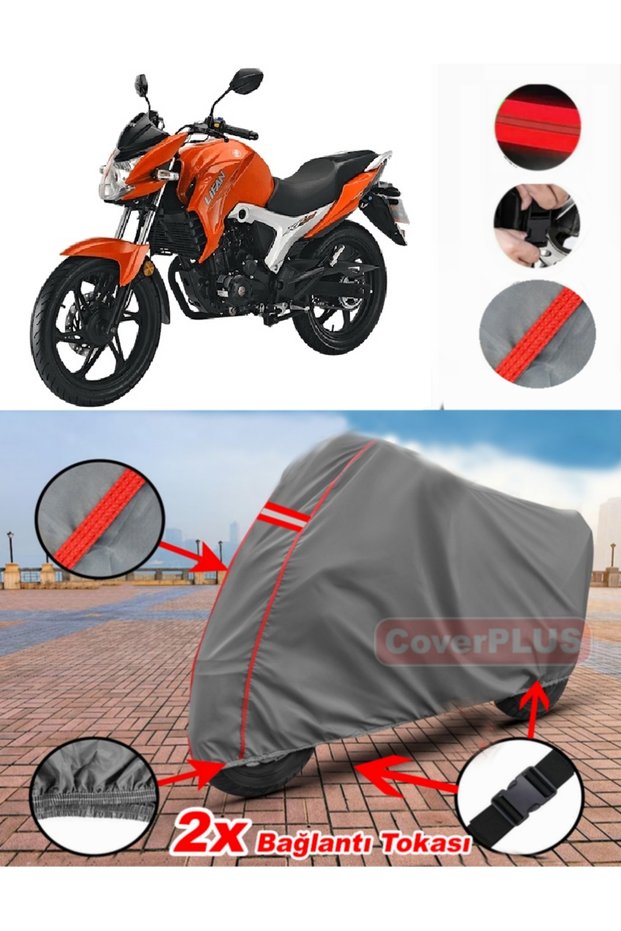 Lifan Lf150T-9R Tarpaulin Motor Tarpaulin Motorcycle Cover Tent Red with Grey Stitching