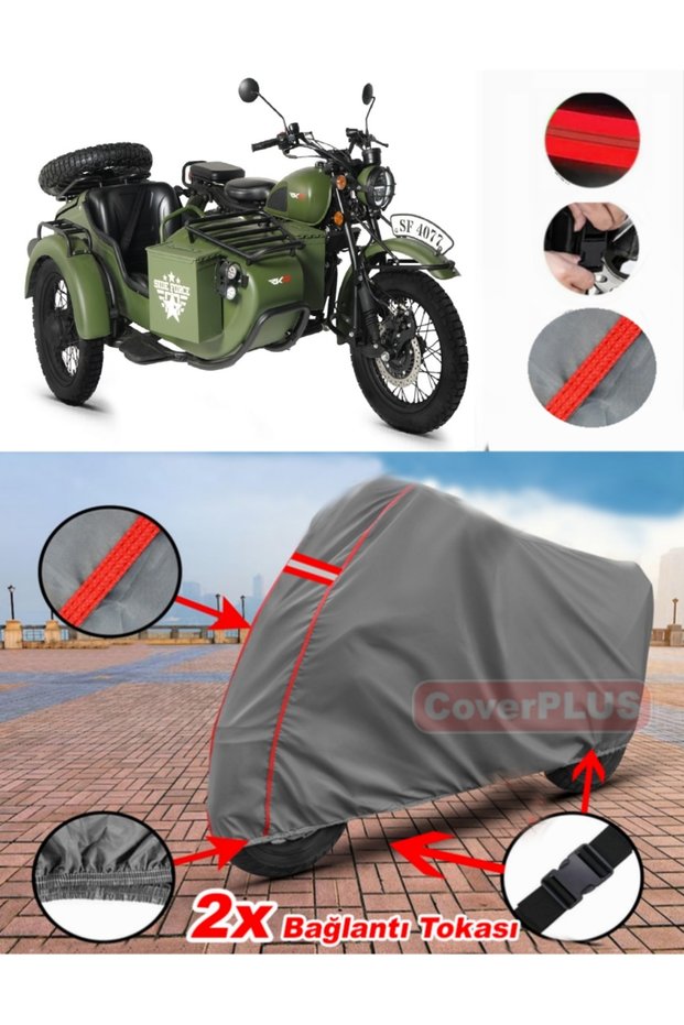 Rks Side Force Tarpaulin Motor Tarpaulin Motorcycle Cover Tent Red Stitched Gray
