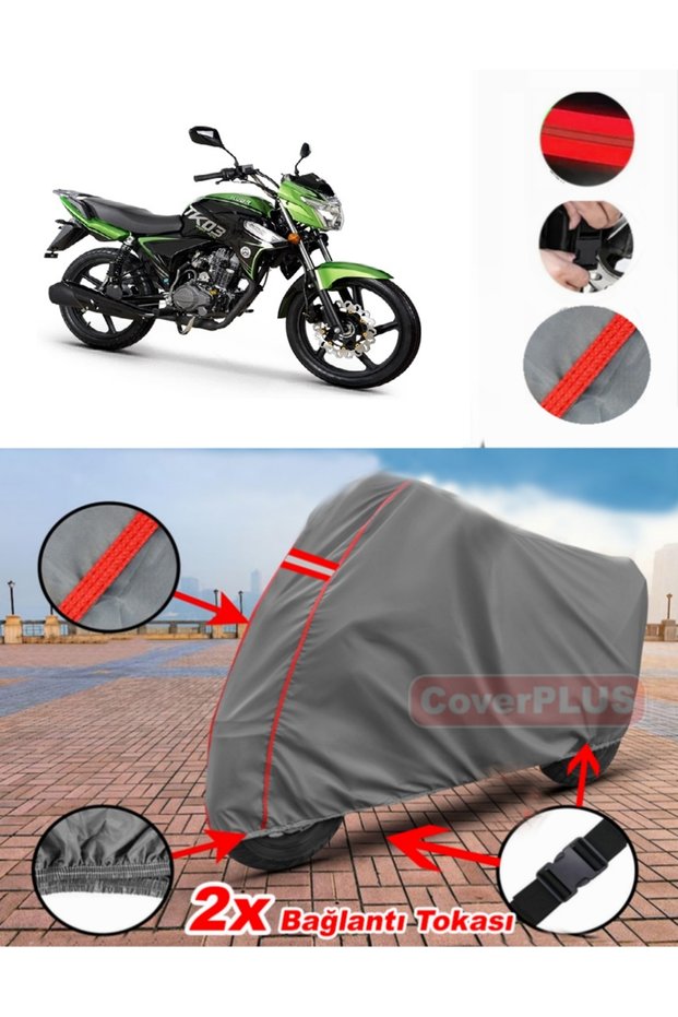 Kuba Tk 03 Tarpaulin Motor Tarpaulin Motorcycle Cover Tent Red Stitched Gray