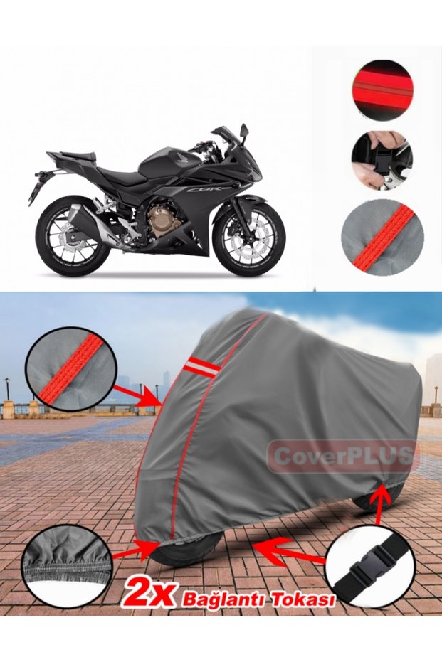 Honda Cbr 500R Tarpaulin Motor Tarpaulin Motorbike Cover Tent Red Stitched Gray